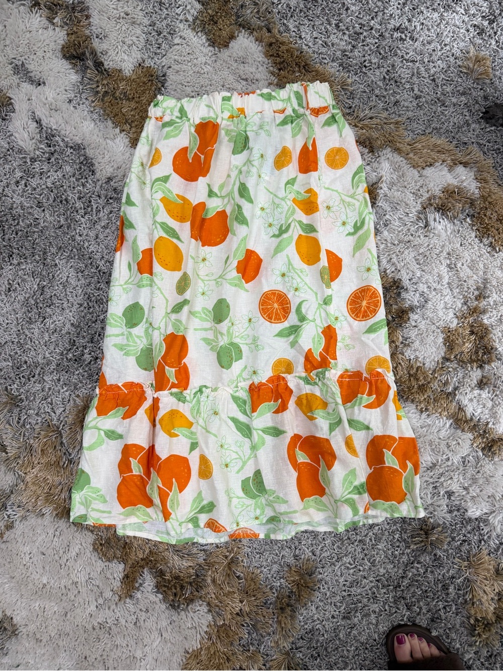 NWT Rachel Zoe 🍊 Orange citrus ruffle skirt elastic waist size large new - Picture 8 of 8